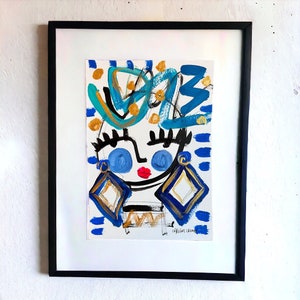 Abstract Woman Face Art Original Painting, 7x10