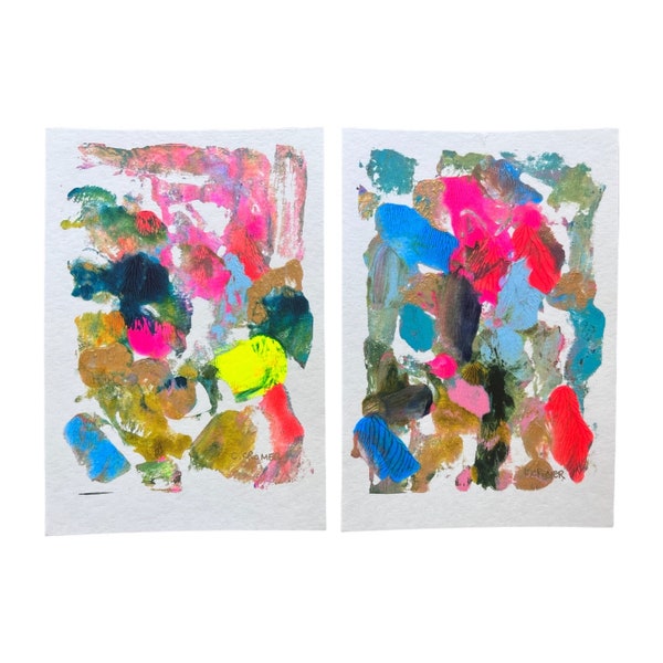 Colorful Wall Art, Set of two Abstract Paintings, Caroline Cromer Art