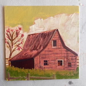 8x8 Farm House Painting, Original Painting, Southern Home Art