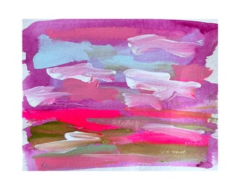 Origineel schilderij van 9 x 12 abstract landschap