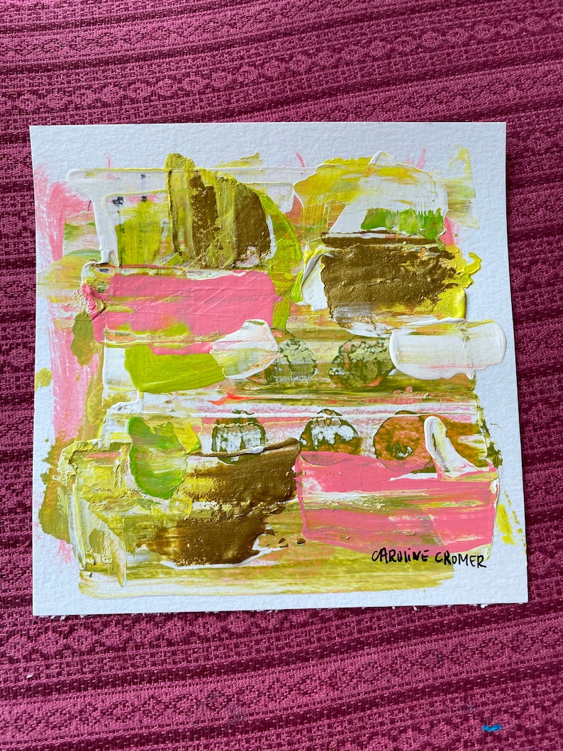 Caroline Cromer Art 6x6 Small Abstract Painting on Paper