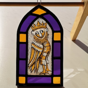 Unique medieval stained glass owl