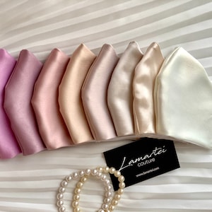 Silky Satin Face Masks Wedding Bridesmaids and Prom Adjustable Ear Loops Washable 100% Cotton Lining Elegant Luxurious Handmade in Europe