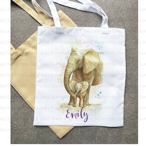 Elephant Tote Bag, Personalised Elephant Bag, Elephant Lover Bag, Love you mum gift, Personalised Gift, Elephant Tote for Mom, Mother’s Day