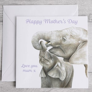 Cartão de dia das mães de elefante personalizado, cartão de dia das mães fofo, cartão de dia das mães personalizado, cartão de dia das mães de elefante, presente de elefante