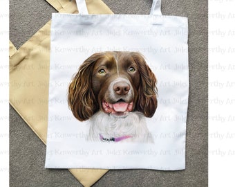 Springer Spaniel Tote Bag, Personalised Springer Spaniel Tote Bag,  Soft Tote Bag, Springer Spaniel Shopping Bag, Springer Spaniel Gift