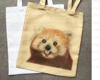Red Panda Tote Bag, Personalised Tote Bag,  Soft Tote Bag, Red Panda Bag, Red Panda Shopping Bag, Unique Red Panda Gift, Red Panda Tote