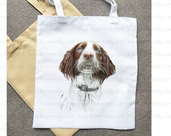 Springer Spaniel Tote Bag, Personalised Springer Spaniel Tote Bag,  Soft Tote Bag, Springer Spaniel Shopping Bag, Springer Spaniel Gift