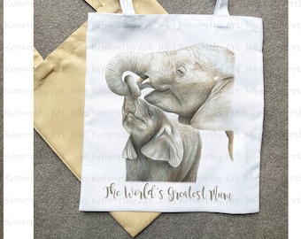 Elephant Tote Bag, Personalised Elephant Bag, Elephant Lover Bag, Unique Gift for Mum/ Grandma, Personalised Gift, Mother’s Day gift