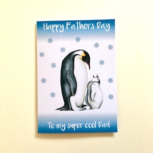 Vaderdag A5 wenskaart, pinguïn vaderdagkaart, unieke vaderdagkaart voor papa, vader, opa, gepersonaliseerde vaderdagkaart