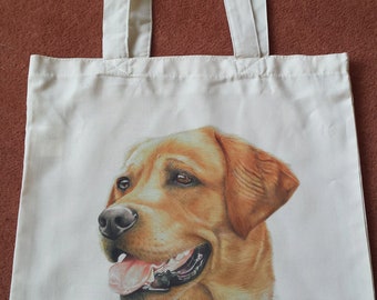 Labrador Yellow Lab Dog Canvas Tote Bag Pet Shopping Purse Beach Diaper Puppy