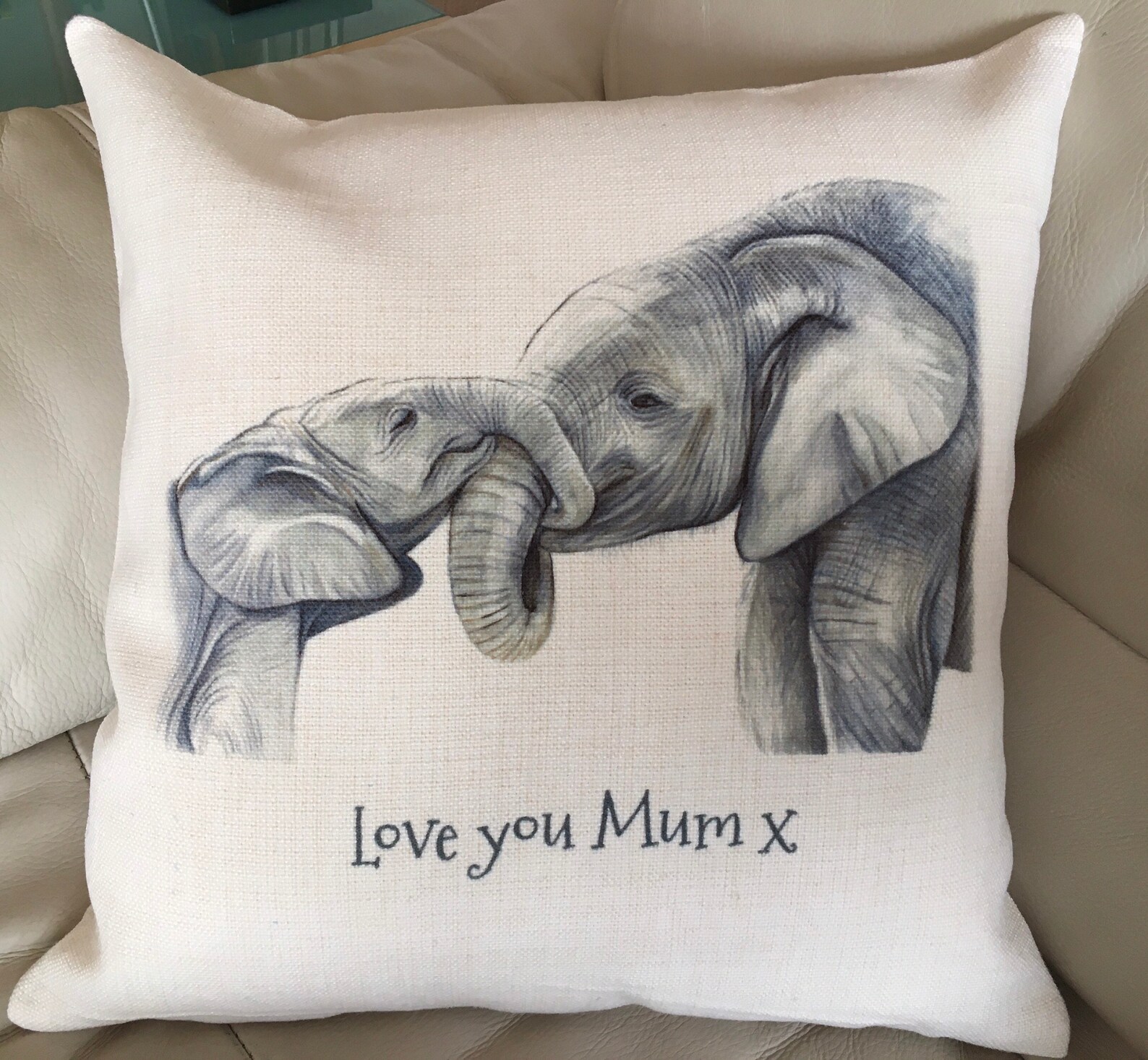 Personalised Elephant Cushion Linen Cushion 40cm X 40cm With Etsy UK
