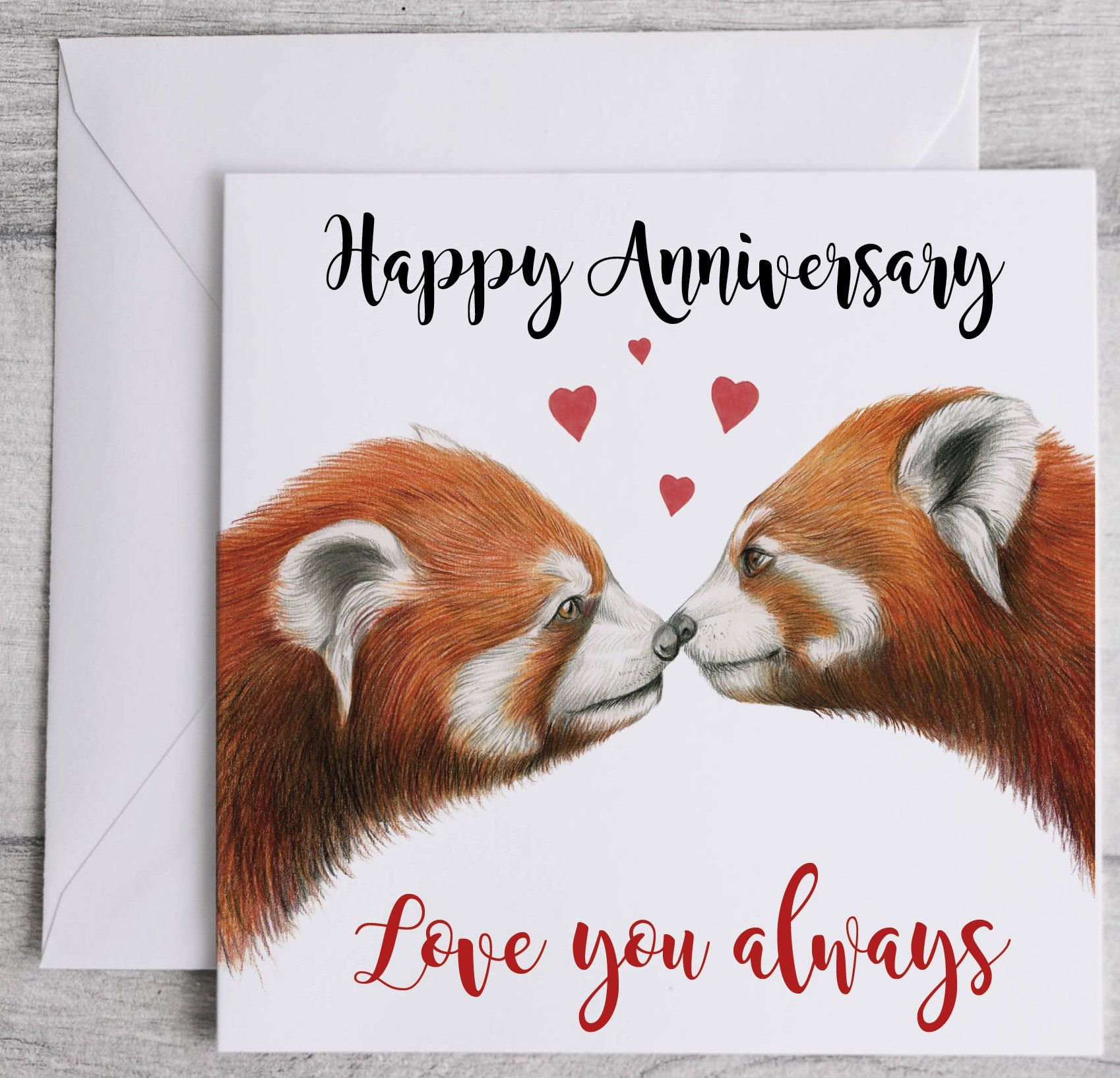 Artery8 Grußkarte 'Cute Red Panda' – Botanisches Design, 17,5x12,5 Cm, Blanko Innen