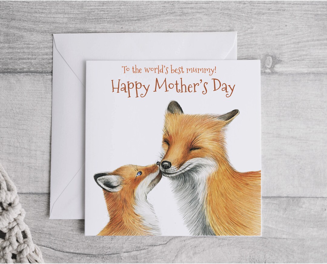 Personalised Fox Mother's Day Card Cute Mother's Day - Etsy