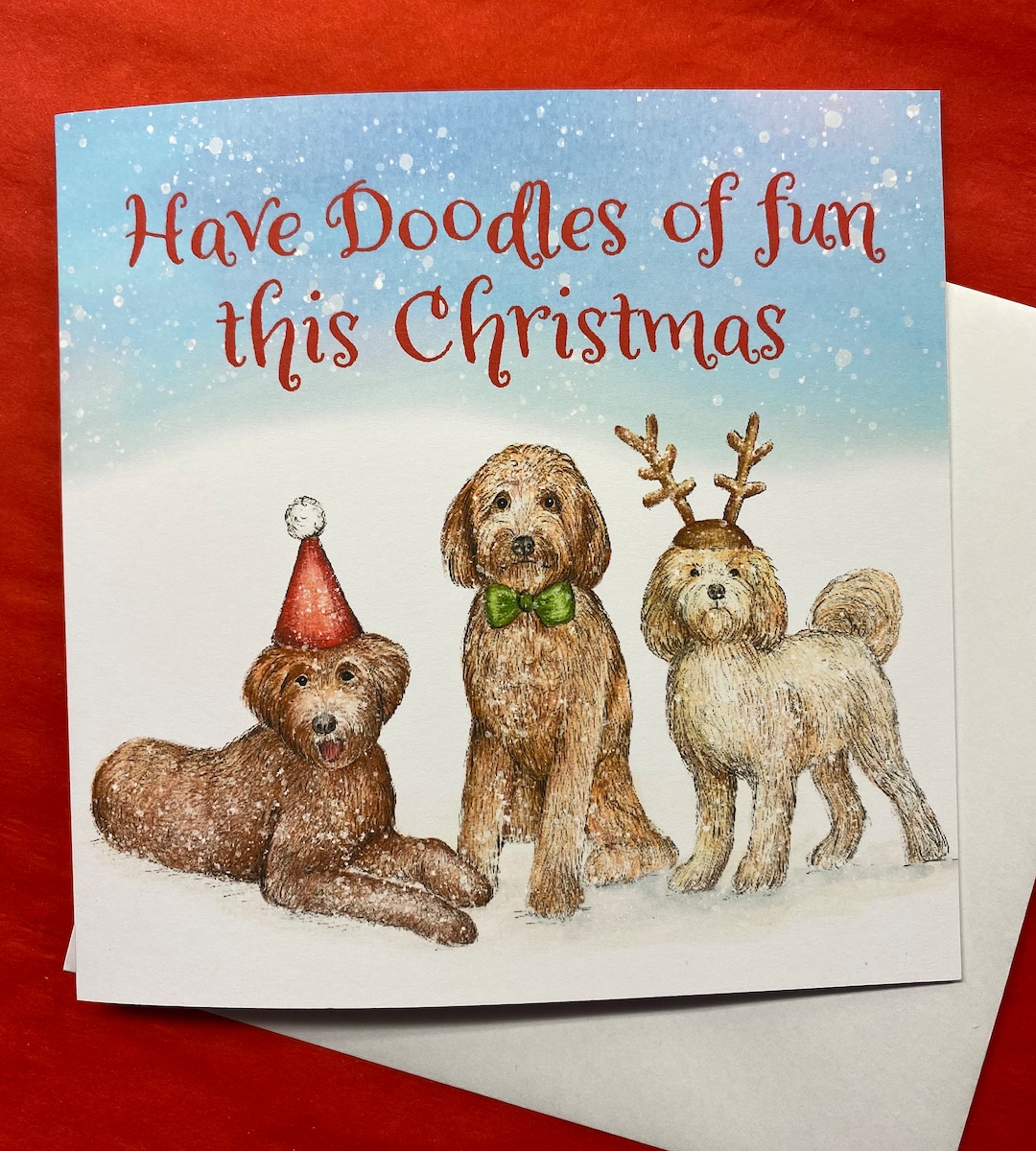 Personalised Doodles Card, Love Doodles Christmas Card, Labradoodle