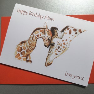 Happy Birthday Mum A5 Greetings Card, Giraffe Birthday Card, Unique Birthday Card for Mom, Card for mom, Giraffe card