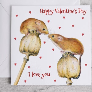 Jolie carte de Saint-Valentin souris, jolie carte de Saint-Valentin souris, carte de la Saint-Valentin souris, carte illustrée de la Saint-Valentin, carte personnalisée