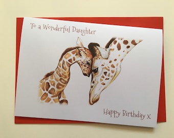 Personalised Happy Birthday Daughter A5 Greetings Card, Giraffe Birthday Card, Birthday Card for Daughter, To a wonderful Daughter Card