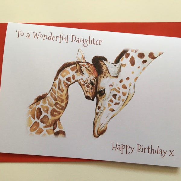 Personalised Happy Birthday Daughter A5 Greetings Card, Giraffe Birthday Card, Birthday Card for Daughter, To a wonderful Daughter Card