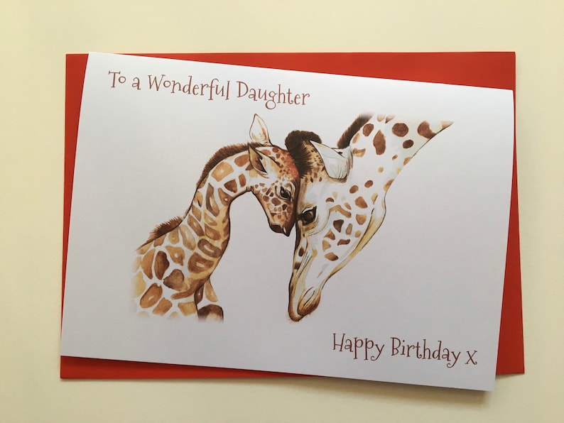 Personalised Happy Birthday Daughter A5 Greetings Card, Giraffe Birthday Card, Birthday Card for Daughter, To a wonderful Daughter Card image 1