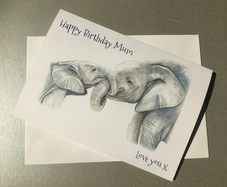Happy Birthday Mum A5 Greetings Card, Elephant Birthday Card, Unique Birthday Card for Mom image 2