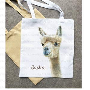 Alpaca Tote Bag, Personalised Alpaca Tote Bag,  Soft Tote Bag, Alpaca Shopping Bag, Unique Alpaca Gift, Alpaca Bag, Alpaca Art on Bag