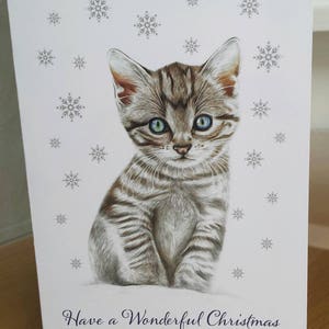 Cartoline di Natale gattino, 6 cartoline di Natale gattino carino A6, gattino nella neve, biglietto di Natale, illustrazione del gattino, biglietto di Natale animale, Natale,