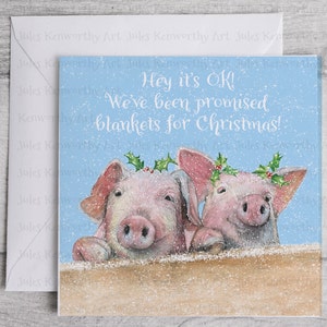 Lustige Weihnachtskarte Schwein, Schweinchen Weihnachtskarte 148mm x 148mm, Lustige Weihnachtskarte, Schweinchen in Deckenkarten, einzeln oder in Packungen erhältlich