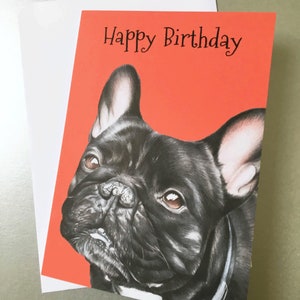 Cartão de felicitações de buldogue francês A5, cartão de feliz aniversário de buldogue francês, cartão exclusivo, buldogue francês preto, cartão francês, cartão personalizado