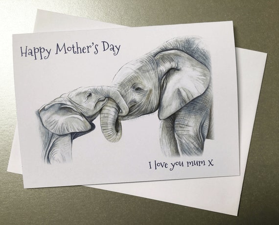 Mother s Day A5 Greetings Card Elephant Mothers Day Card Unique