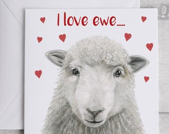 Sheep Annversary Card - Valentne's Card - Frendshp Card - Cute