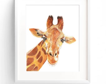Signed Limited Edition Giraffe Illustrated Giclée Print, FREE POSTAGE to UK