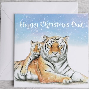 Gepersonaliseerde kerstkaart voor papa, kerstkaart tijger voor papa, gepersonaliseerde kerstkaart tijger voor papa, kerstkaart tijger