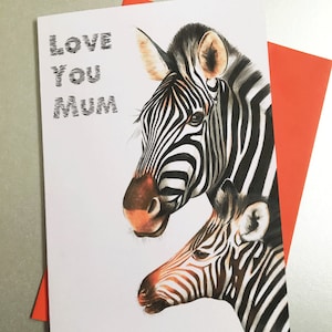 Zebra A5 Grußkarte, personalisierte Zebra-Karte, Liebe Zebra, Zebra-Grußkarte, Zebra-Karte für Mama, Zebra-Karte