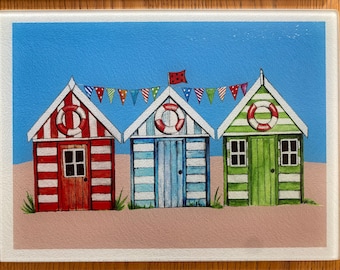 Beach Hut Glass Chopping Board / Worktop Saver - this would look fabulous in any kitchen, personalised large chopping board