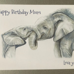 Happy Birthday Mum A5 Greetings Card, Elephant Birthday Card, Unique Birthday Card for Mom image 4