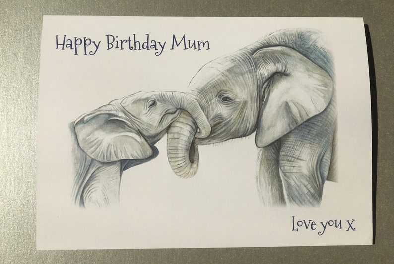 Happy Birthday Mum A5 Greetings Card, Elephant Birthday Card, Unique Birthday Card for Mom image 4