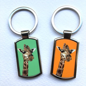Giraffe Schlüsselanhänger, Giraffe Metall-Schlüsselanhänger mit schwarzer Präsentationsbox, Giraffe Geschenk, Geschenk für Papa, Schlüsselanhänger für Mama oder Papa