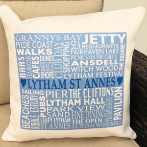 Lytham St Anne’s Linen Cushion, Everything you love about Lytham on a cushion, 40 x 40cm, Linen Cushion with Inner Pad, Gift from Lytham