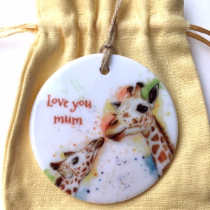 Ceramic Giraffe Decoration, Gift for Mum, Personalised Gift, FREE Organza Gift Bag, Personalised Giraffe Gift, Mothers Day Gift,