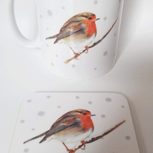 Robin Christmas Mug or Robin Mug & Coaster Gift Set Robin in Etsy UK