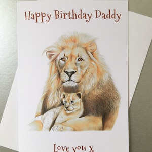 Joyeux anniversaire Papa A5 Carte de vœux, Carte de joyeux anniversaire personnalisée pour papa, Carte d’anniversaire lion