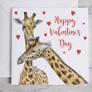 Cute Giraffe Valentines Card, Cute Animal Valentines Card, Giraffe Valentine card, Giraffe Illustrated Valentines Card, Personalised Card