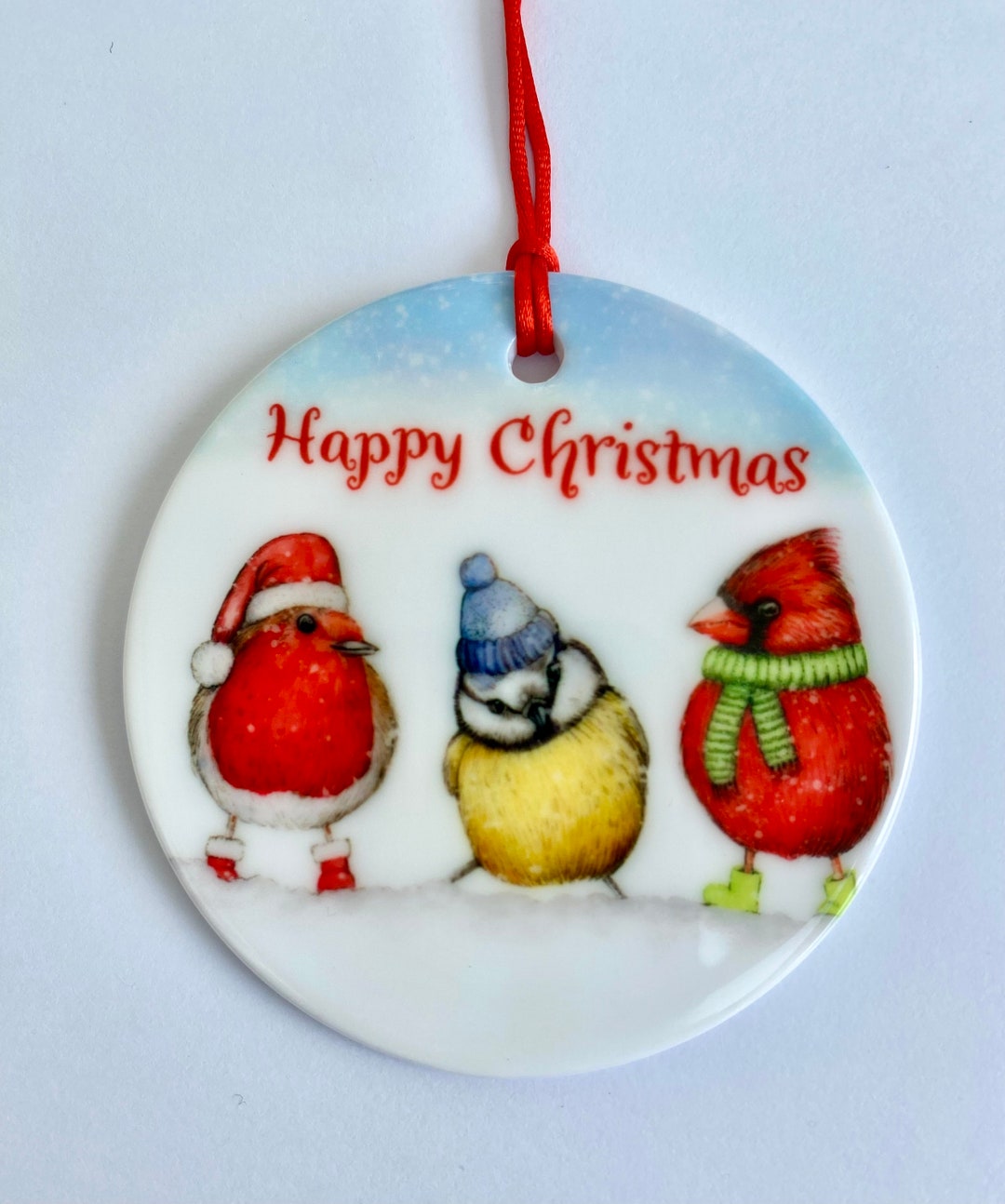 Ceramic Christmas Tree Bird Decoration, Personalised Decoration, Cute