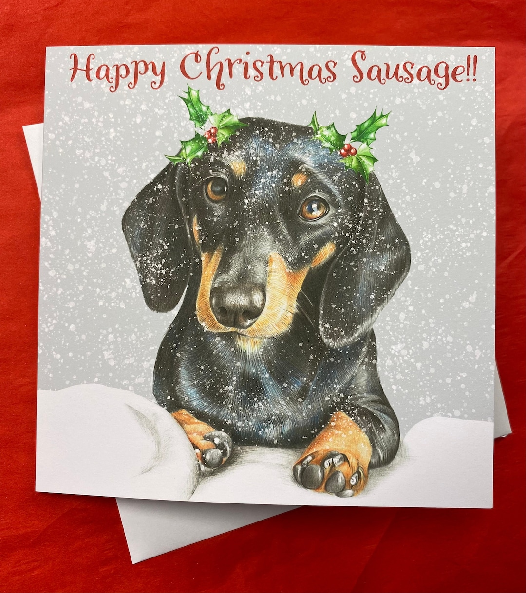 Sausage Dog Christmas Card Square Dachshund Christmas Card Etsy