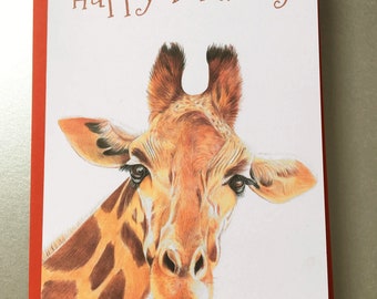 Giraffe A5 Geburtstagskarte, Giraffenkarte, Einzigartige Karte, Giraffenliebhaber karte, personalisierte Karte, Giraffe Illustration