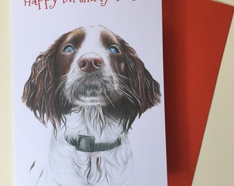 Personalised Springer Spaniel A5 Greetings card, Springer Spaniel Birthday Card, Spaniel Card, Unique Card, Springer Spaniel card