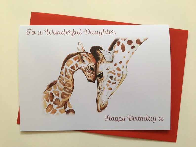 Personalised Happy Birthday Daughter A5 Greetings Card, Giraffe Birthday Card, Birthday Card for Daughter, To a wonderful Daughter Card image 2