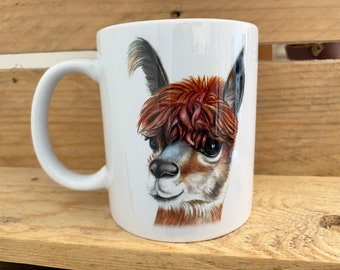 Personalised Alpaca mug and coaster gift set. Alpaca Ceramic Mug and Coaster. Personalised mug. Love Alpacas. Alpaca mug. Alpaca Coaster,