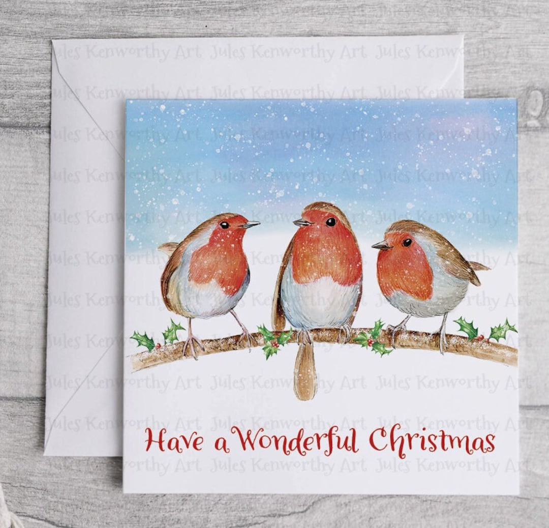 Personalised Christmas Red Robin Card, Square Robin Christmas Card ...